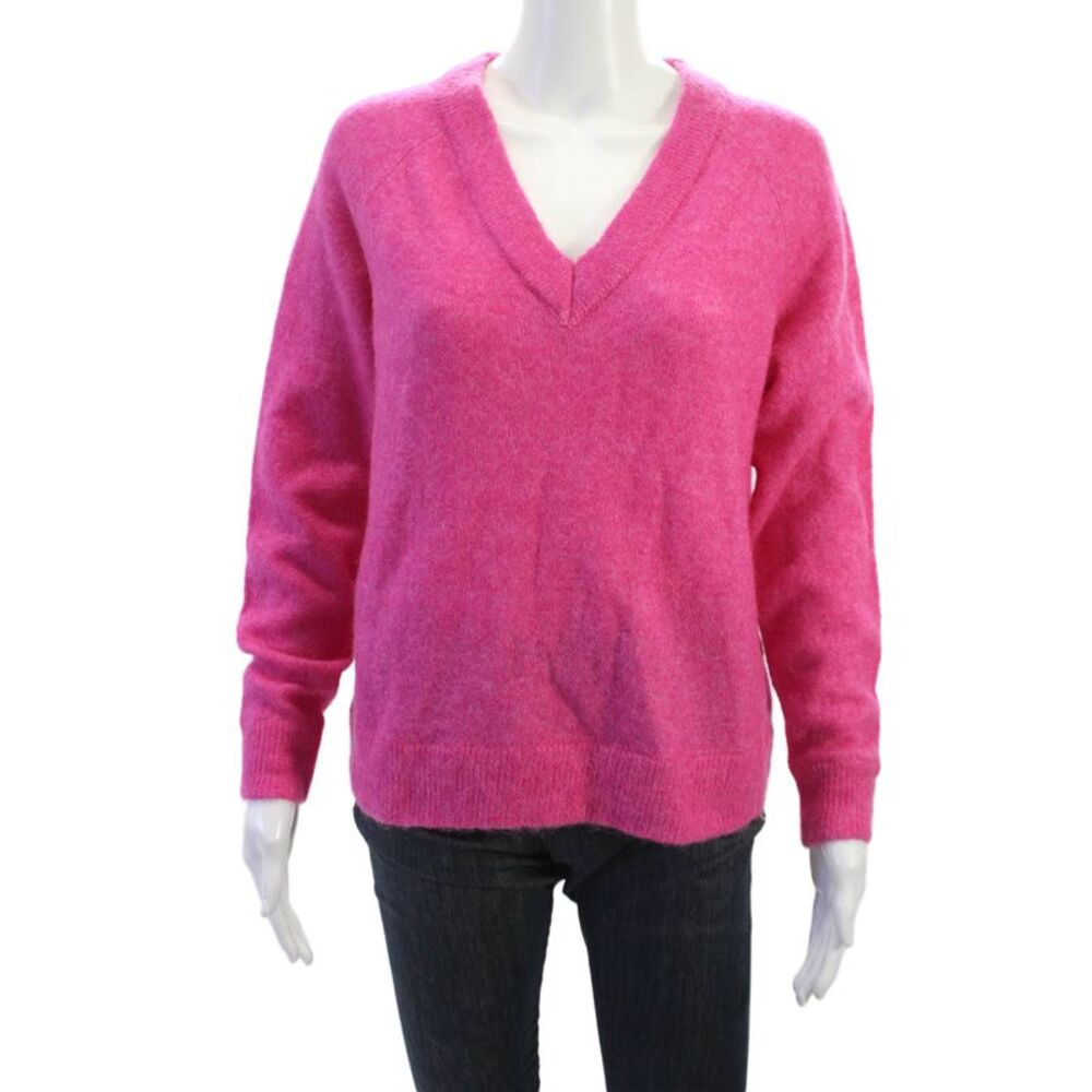 Selected Femme Women Pullover Sweater V Neck Long Sleeve Pink Size S